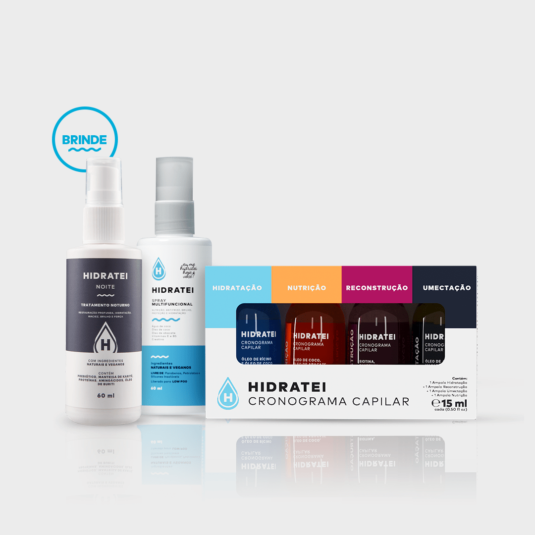 Kit Cronograma Capilar + Ganhe Spray Multifuncional e Hidratei Noite Travel Size