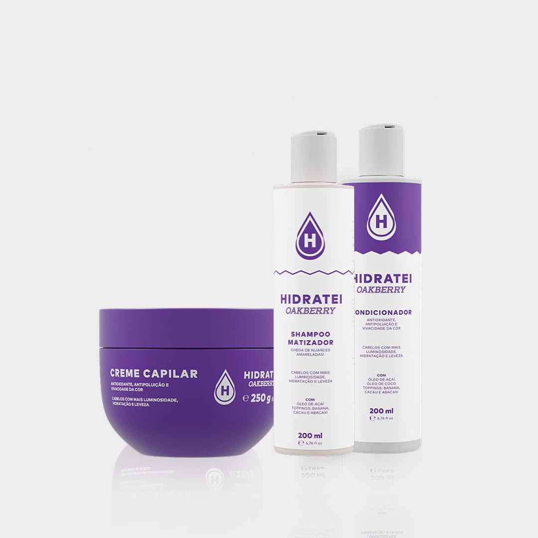 Kit Shampoo Matizador + Creme + Condicionador OAKBERRY